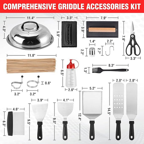 128 PCS Griddle Accessories Kit - Premium Flat Top Grill Accessories Set for Blackstone & Camp Chef, Stainless Steel BBQ