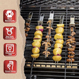 BBQ-AID Premium Barbecue Double Pronged Stainless Steel Skewers for Grilling - Quick Release Kebab Sticks for Veggies & More