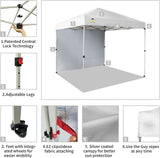 CROWN SHADES 8x8 Pop Up Canopy with 1 Side Wall - Beach Tent with One Push Setup - Outdoor Sun Shade for Events, Parties,