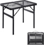 Small Folding Table 2FT Grill Table Foldable Camping Table Picnic Portable Mesh 2 Height Adjustable Outdoor Beach BBQ Black