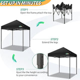 COBIZI 6.6x6.6ft Pop Up Canopy Tent, Heavy Duty Canopy Easy Set up All Weather Waterproof Outdoor Canopy Tent for Parties,