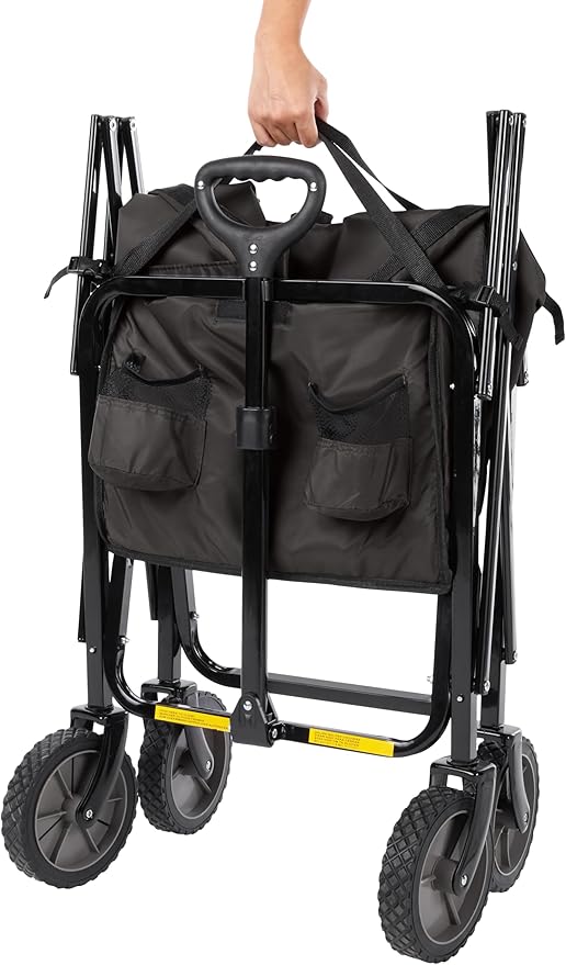 Amazon Basics Collapsible Folding Heavy Duty Utility Wagon for Outdoor Sports, 265 pounds Weight Capacity, Camping, Garden,