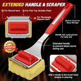 Steam Safe Grill Cleaning Brush Bristle Free and Scraper for Outdoor Grill with 15" Extended Handle, 3X Thick Aramid Fabric
