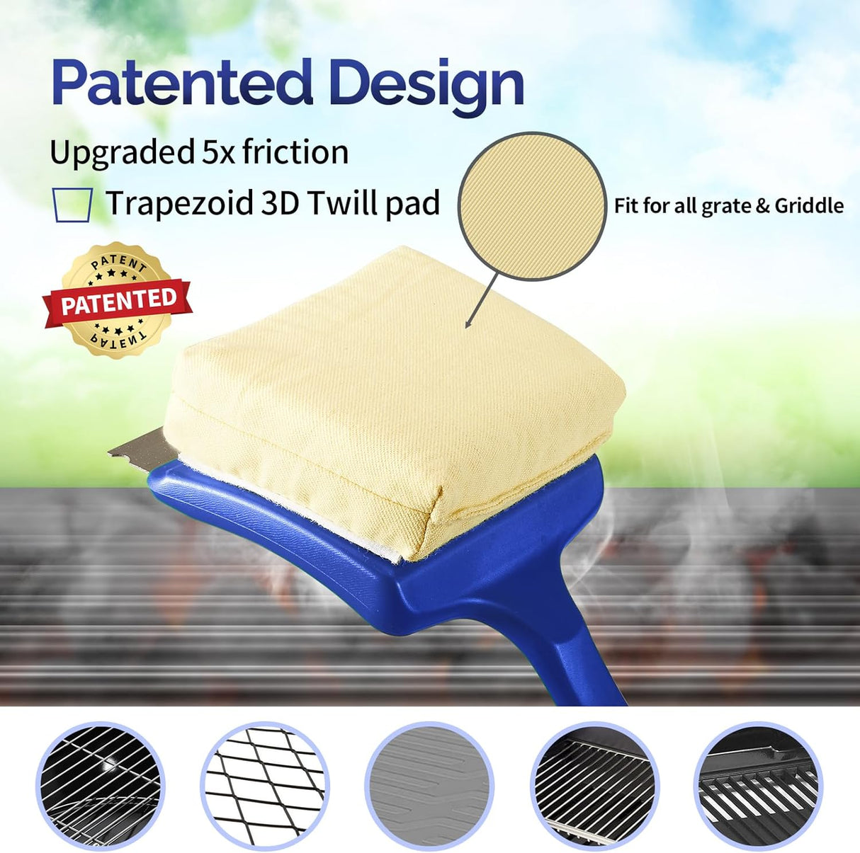19" Large Bristle-Free Steam Cleaning Grill Brush,Replaceable BBQ Cleaning Head,Safe Grill Accessories for Cast