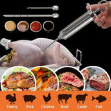 Meat Injector, Stainless Steel Marinade Injector Flavor Syringe Kit with 2-oz Measurement Window for Smoker Food BBQ Grill,