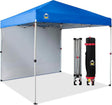 CROWN SHADES 8x8 Pop Up Canopy with 1 Side Wall - Beach Tent with One Push Setup - Outdoor Sun Shade for Events, Parties,