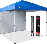 CROWN SHADES 8x8 Pop Up Canopy with 1 Side Wall - Beach Tent with One Push Setup - Outdoor Sun Shade for Events, Parties,