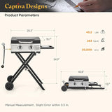 Captiva Designs 17 Inch 2 Burner Portable Propane Gas Griddle Grill with Lid, Outdoor Foldable Flat Top Grill with Stand for