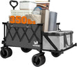 Whitsunday Collapsible Folding Wagon Heavy Duty Utility Beach Wagons with Opened Tailgate and All-Terrain Wheels for