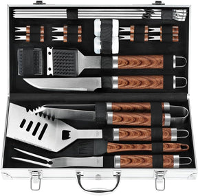 POLIGO 22PCS Heavy Duty BBQ Grill Accessories Set, Non-Slip Grill Tools for Outdoor Grill Set Thicker Stainless Steel Grill