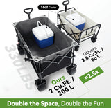 Hikenture Collapsible Wagon Cart, 330lbs Capacity Beach Wagons with Big Wheels for Sand, Heavy Duty Foldable Cart with