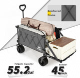 Whitsunday Collapsible Folding Wagon Heavy Duty Utility Beach Wagons with Opened Tailgate and All-Terrain Wheels for