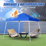 10x10 Pop Up Canopy, 300D Silver Coated Blue Fabric Outdoor Gazebo, Beach Tent Slant Legs with Storage Bag,Easy Up Sun Shade