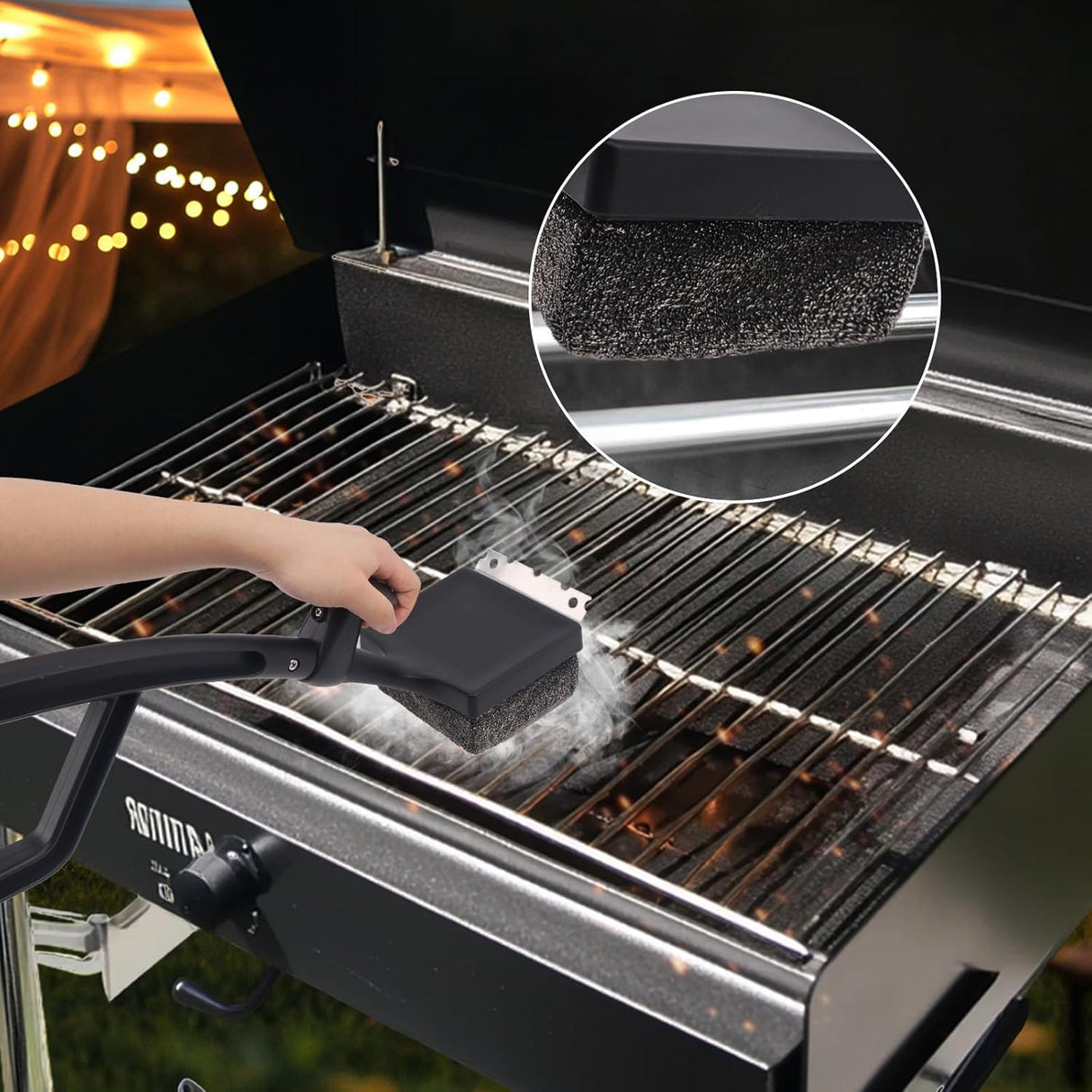 Grill Brush Bristle Free, 4 in 1 Grill Brush for Outdoor Grill with Replaceable Cleaning Head, Extra Long Safe Steam Grill