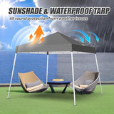 10x10 Pop Up Canopy, 300D Silver Coated Grey Fabric Outdoor Gazebo, Beach Tent Slant Legs with Storage Bag,Easy Up Sun Shade
