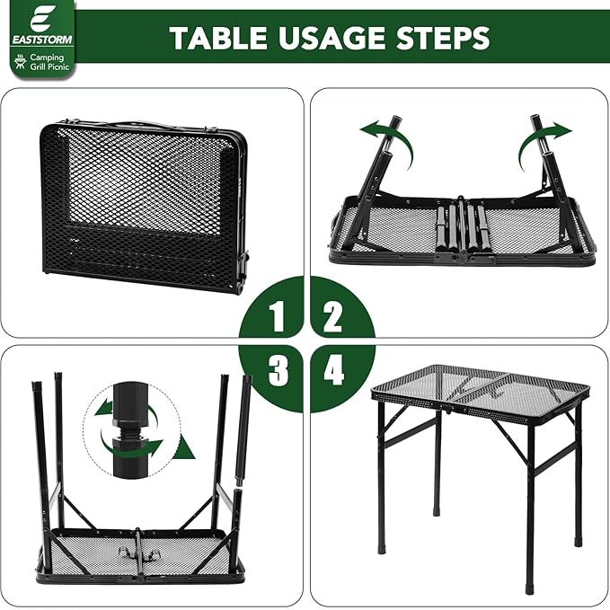 Small Folding Table, Easy for Storage, Compact and Portable Picnic Table for Grill, Outdoor Camping, Garden, Patio, Dining,