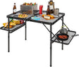 REDCAMP 36x24 Folding Grill Table for Outside with 2 Side Tables, Lightweight Portable Metal Aluminum Outdoor Grill Table