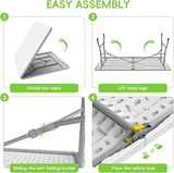 HLPB Folding Table Picnic Table 2 Pcs, 6 ft Portable Camping Table with Handle and Safety Locks, Foldable Table Plastic