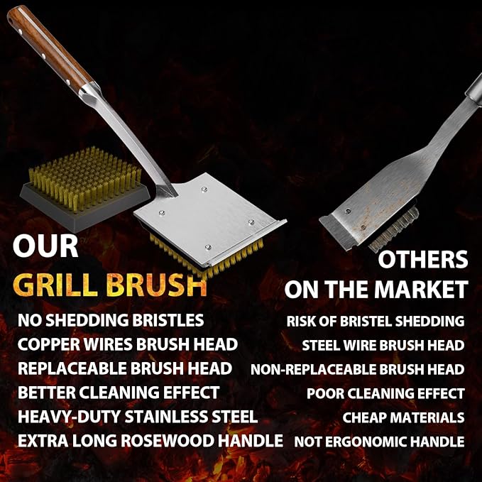ENLOY Copper Wire Grill Brush Replacement Head, Grill Cleaning Bristle Brush with 4 Screws, BBQ Cleaning Replacement Brush