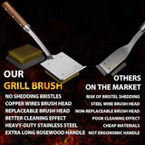 ENLOY Copper Wire Grill Brush Replacement Head, Grill Cleaning Bristle Brush with 4 Screws, BBQ Cleaning Replacement Brush