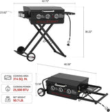 Royal Gourmet PD3001 3-Burner Propane Gas Griddle with Collapsible Stand, 23-Inch Portable Griddle with Side Table & 314 Sq.
