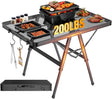 Foldable Grill Table with Mesh Desktop, 200lbs 3Ft Portable Folding Table, Height Adjustable Metal Table for Ourdoor,