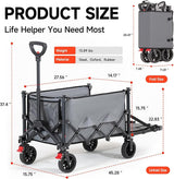Collapsible Wagon Cart with Wheels Foldable,Folding Beach Wagons Carts Foldable for Grocery Shopping Camping Garden Fishing