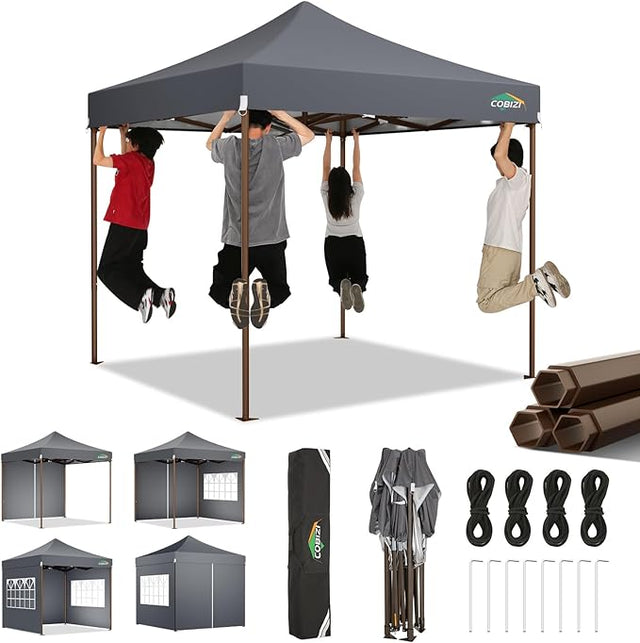 COBIZI 10x10 Pop Up Canopy Tent Heavy Duty with 4 Sidewall, Commercial Outdoor Easy Pop Up Gazebo for Party Wedding All