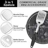 BBQ Grilling Accessories, 3Pcs Stainless Steel Grill Tools Accessories Set with Spatula, Fork and Tongs, Barbecue Utensils