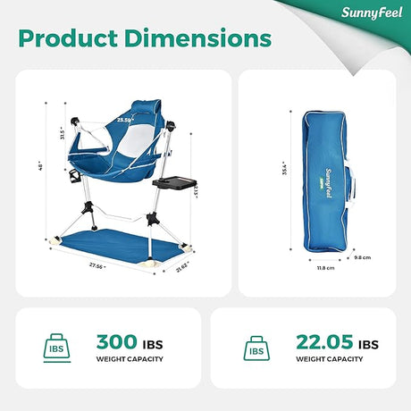 SUNNYFEEL Hammock Camping Chair, Oversized Swinging Camping Chair, Portable Hammock Chairs with Cup Holder, Beach Mat, MAX