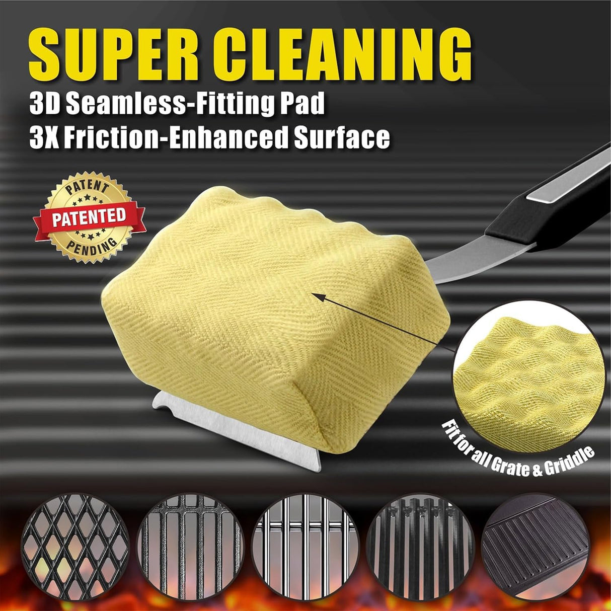GRILLART Grill Brush Bristle Free. Upgraded BBQ Replaceable Cleaning Head, Seamless-Fitting Scraper Tools for Cast
