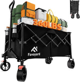 Favoyard Extra Large Collapsible Wagon Carts Foldable 360LBS Heavy Duty Beach Wagons with Big Wheels & Brakes Portable