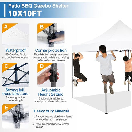 COBIZI 10x10 Pop Up Canopy Tent 10x10 Easy up Canopy, Heavy Duty Outdoor Canopy UPF 50+ All Weather Waterproof Instant Party
