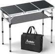 Folding Camping Table with Storage Net, 3ft Camping Table Aluminum Folding Table with 3 Adjustable Height Max 27.1 Inch