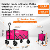 Collapsible Folding Wagon Cart, 350LBS Utility Large Capacity Cart Foldable Wagon with All Terrain Wheels, Grocery Wagons
