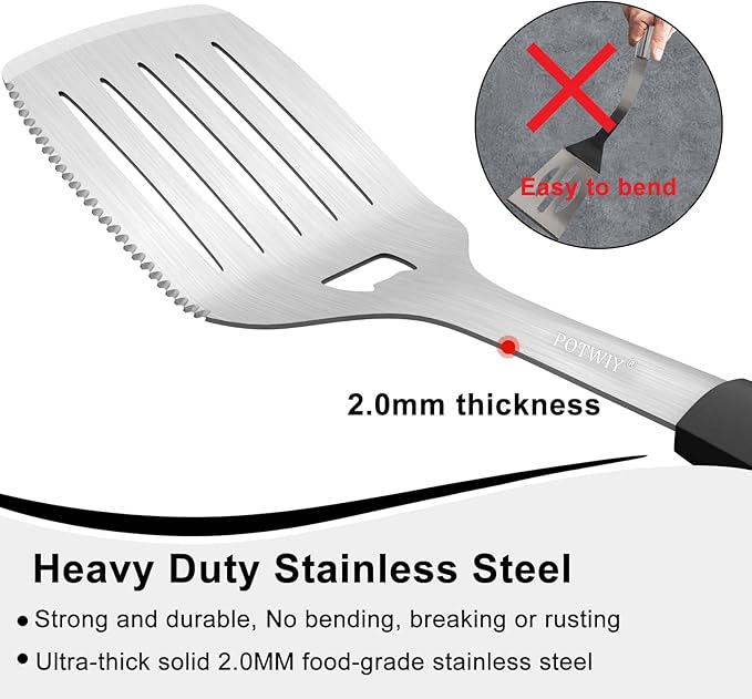 BBQ Grilling Accessories, 3Pcs Stainless Steel Grill Tools Accessories Set with Spatula, Fork and Tongs, Barbecue Utensils