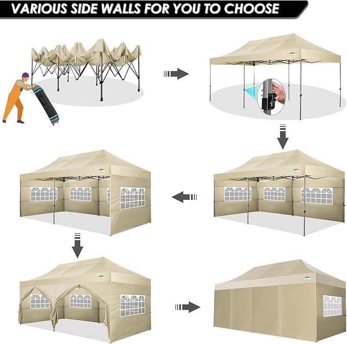 COBIZI 10x20 Canopy with Sidewalls, Heavy Duty Party Tent Pop up carpas para Fiestas, Tents for Parties, Wedding, Outdoor
