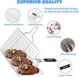 Shallow Grill Basket Fish Grill Basket, Fish Grilling Basket BBQ Fish Grill Baskets for Outdoor Grill,Grill Basket with