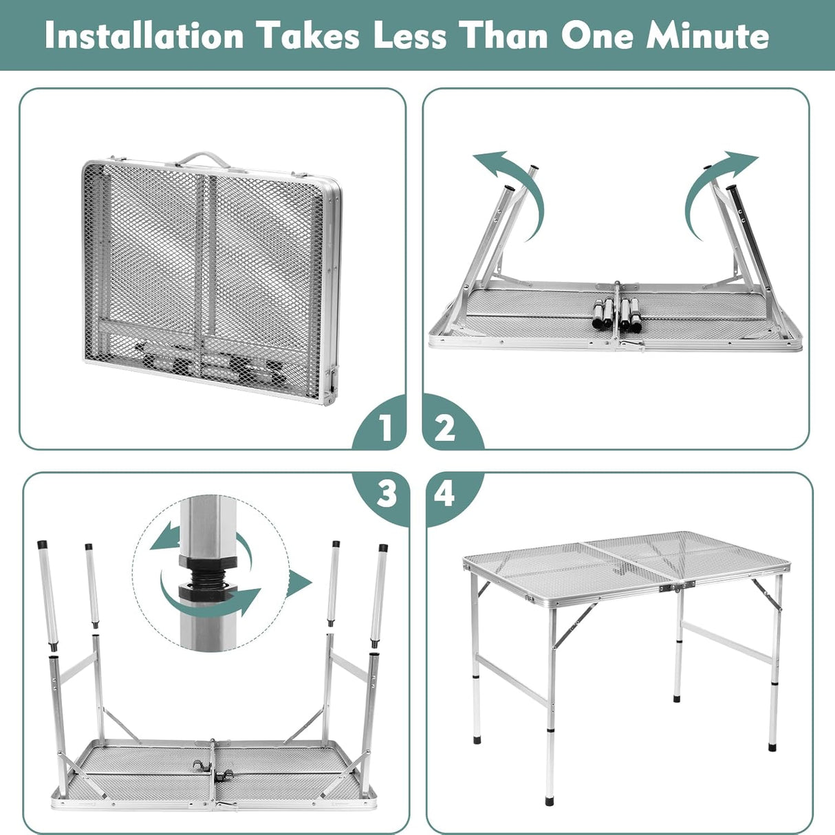 Folding Table, Easy for Storage, Compact and Portable Picnic Table for Grill, Outdoor Camping, Garden, Patio, Dining, BBQ,