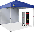 CROWN SHADES 8x8 Pop Up Canopy with 1 Side Wall - Beach Tent with One Push Setup - Outdoor Sun Shade for Events, Parties,