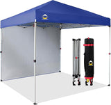 CROWN SHADES 8x8 Pop Up Canopy with 1 Side Wall - Beach Tent with One Push Setup - Outdoor Sun Shade for Events, Parties,