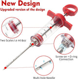 TGE-V 1-oz Plastic BBQ Marinade Injector Kit, Turkey Injector Syringe (3 Stainless Steel Meat Needles + 3 Replacement O