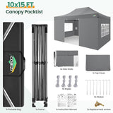 COBIZI 10x15 Heavy Duty Pop up Canopy Tent with 4 sidewalls Commercial Outdoor Canopy Wedding Party Tents for Wedding All