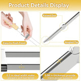 Skewers for Grilling, 17" (6 Pcs) Wooden Handle Double Pronged Stainless Steel Flat Kabob Skewers with Push Bar, Reusable