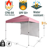 CROWN SHADES 10x10 Pop Up Canopy with 1 Side Wall - Beach Tent with One Push Setup - Outdoor Sun Shade for Events, Parties,