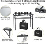 Folding Camping Table, Aluminum Small Folding Table 3 Adjustable Height Max 27.5", Portable Table with Carry Handle,