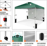 CROWN SHADES 10x10 Pop Up Canopy with 1 Side Wall - Beach Tent with One Push Setup - Outdoor Sun Shade for Events, Parties,