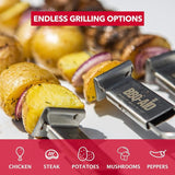 BBQ-AID Premium Barbecue Metal Skewers for Kabobs with Quick Release - Double Pronged, Stainless Steel Metal Skewer for