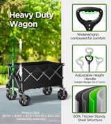Beach Wagon,Collapsible Wagon 220lbs with Big Wheels FoldableWagon Carts,Portable Utility for Garden Grocery Sports Camping