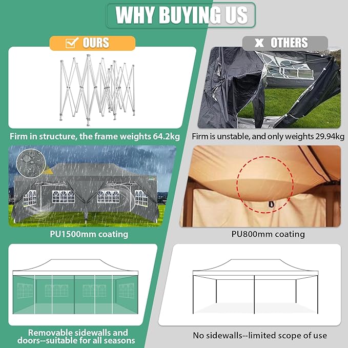 COBIZI 13x26 Pop Up Tent 13x26 Canopy with Sidewalls Heavy Duty Canopy Party Tent for Parties, Outdoor Wedding Large Event